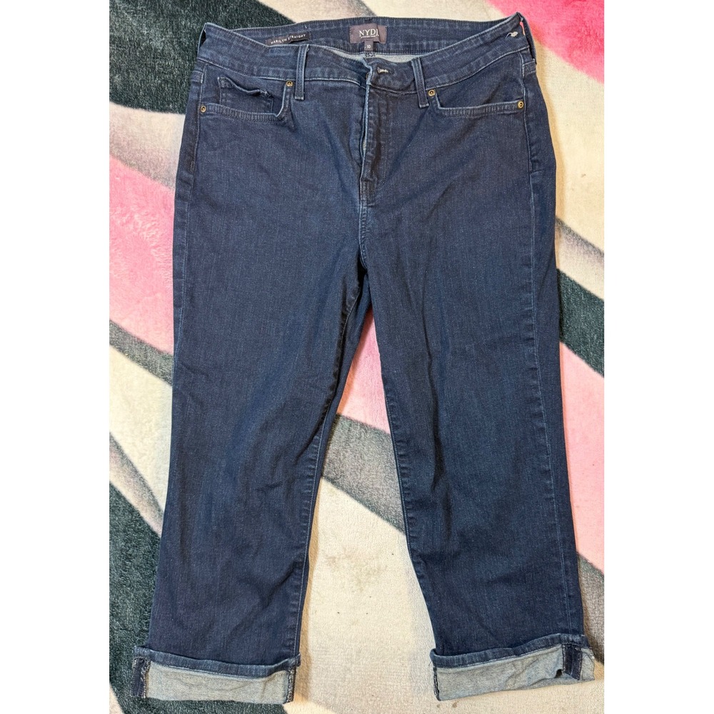 NYDJ Marilyn Straight Leg Dark Wash Denim Jeans Lift Tuck Technology Womens 10